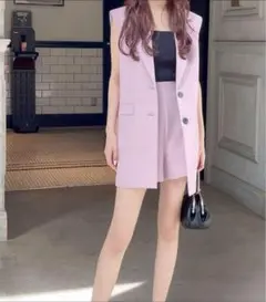 GRL（グレイル）ノースリーブベスト＆ワイドパンツ セットアップスーツ Sサイズ