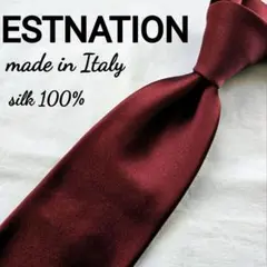 美品　ESTNATION バーガンディ ネクタイ　無地　シルク　イタリア製のサムネイル
