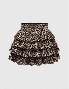 ヒョウ柄 フリル フレア ミニスカート