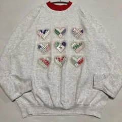90s Vintage SANTEE PLUMA ハート柄 プリント スウェット