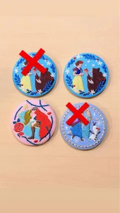 新品未使用 刺繍缶バッジ ディズニー オーロラ 白雪姫