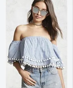 FOREVER 21 ストライプ オフショルダー
