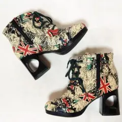 YOSUKEレースアップショートブーツ穴あきヒールショートブーツ （マルチ）