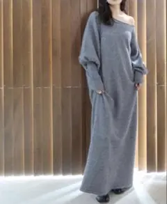 美品【CREDONA】オフショルダーワンピース　グレー