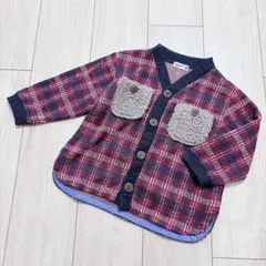 RAG MART カーディガン チェック柄 ボアポケット 95cm