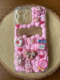 カードケース付き　ピンクデコ ホイップiPhoneケース