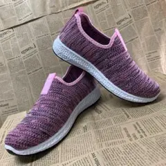 新品★レディース★23.5cm★軽量 屈曲 厚底メッシュスリッポン 桃色5223