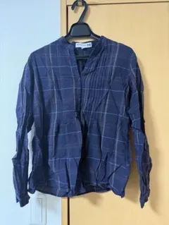 UNIQLO ネイビー チェック柄 シャツ S