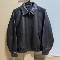 GU ジーユー フェイクレザーハリントンジャケット ダークブラウン XL