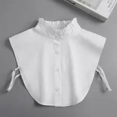 フリル付け襟 レディース つけ襟 重ね着風 無地 フェイクカラー ブラウス襟