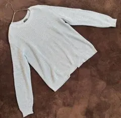 【INDIVI】背中裾スリット オーバーシルエットニット（フリー）ライトブルー