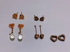 ハート型ゴールドピアス6ペアセット