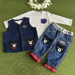 ミキハウス ダブルＢ 長袖Tシャツ 暖パン パンツ キルティングベスト 80cm