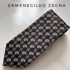 エルメネジルドゼニア ネクタイ 総柄 ペイズリー シルク イタリア製 ブラック