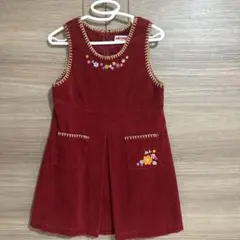 ミキハウス　赤　コーデュロイ　ジャンバースカート110