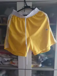 バスケットボールパンツ 黄色 白ストライプ
