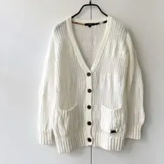 極美品　バーバリーロンドン ローゲージニット綿麻カーディガン ホワイト系