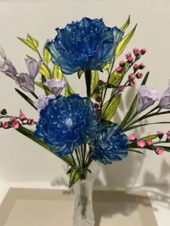 ディップフラワー　青の牡丹のアレンジメント
