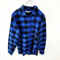 【ナノユニバース】メンズ ネルシャツ 長袖 Lサイズ 青 黒 チェックKU810