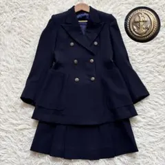 ROPEロペ 紺ブレ スカートスーツセットアップ ジャケット＋プリーツスカートS