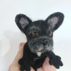 羊毛フェルト犬　フレンチブルドッグのキーホルダー