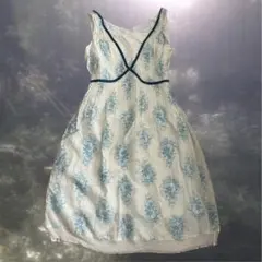 白 水色 ワンピース 柄 y2k フェアリーグランジ 森ガール archive