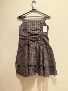GRL グレイル チェック柄ドロストリボンミニワンピースdk1357 Mサイズ