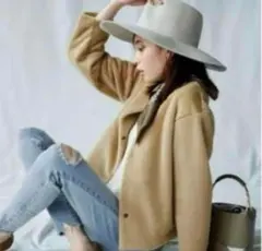 UNIQLO ユニクロ　ノーカラーファージャケット　ベージュ　XL