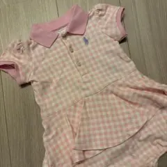 【ラルフローレン】 ピンクチェックロンパース