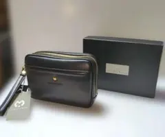 ミラ・ショーン　黒 レザー ポーチバッグ 牛革　新品　箱入り