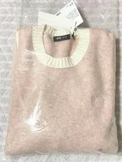 ユニクロカウズウィンタースフレヤーンクルーネックセーター【ピンク160cm】