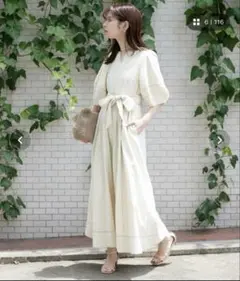 natural couture ランタンスリーブワンピース