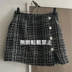 SHEIN ツイードチェック ミニスカート スリット入り