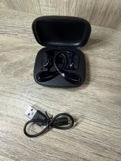 オープンイヤー型ワイヤレスイヤホン ブラック ケース付き