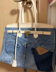 ヴィンテージ リメイク 本革デニムバッグ