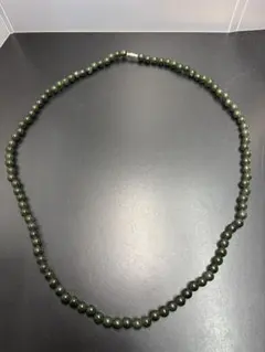天然石 ネフライト 軟玉 翡翠 ロングネックレス 役 約80cm 
