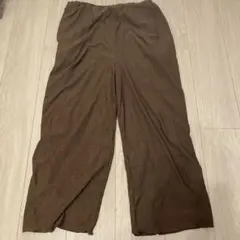 LEPSIM マタニティリブ編みブラウンワイドパンツ