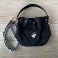 ビバリーヒルズ ポロクラブ ナイロン巾着型バッグ 2way ブラック