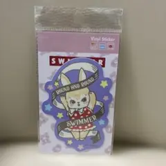 ダイカットビニールステッカースイマー　SWIMMER ラウンドラビット