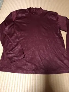 花柄ハイネック長袖シャツ バーガンディMサイズ