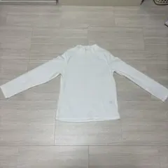 ホワイト リブ編み 長袖Tシャツ Lサイズ