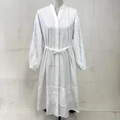 ロンハーマン【XS】白 ロングシャツワンピース スキッパー カットワーク 春夏のサムネイル