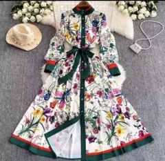 ドレス ワンピース 結婚式 お呼ばれ 花柄ワンピース　パーティードレス