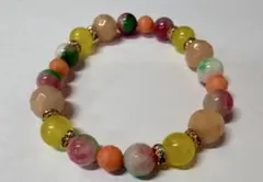 多色天然石ビーズブレスレット
