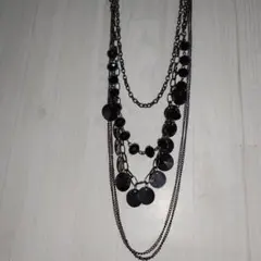 ブラック多層チェーンネックレス