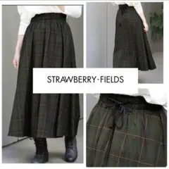 【美品】ストロベリーフィールズ スカート チェック バックレースアップ グリーンのサムネイル