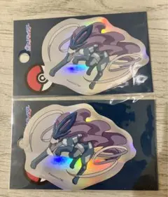 ポケットモンスター　スイクン　ステッカー　2個セット　ポケモン　シール　銀