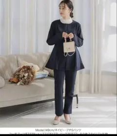 神戸レタス セレモニー プチレ ペプラムジャケットセットアップ　ネイビー