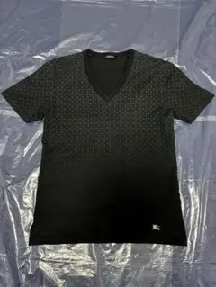 BURBERRY BLACK LABEL アーガイル柄 VネックTシャツ　黒色