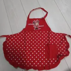 ミニーマウス 赤いドット柄エプロン　110